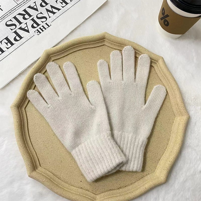 Fast farve varm uld polyester strikhandsker