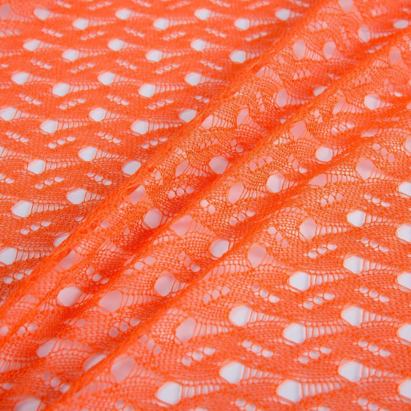 Rød hule mønster jacquard åndbart ribbed tøjstof